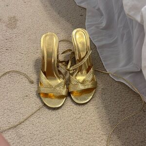 Lulu's Gold wrap Heels